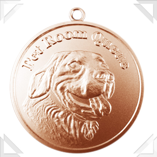 ブラストブロンズ40㎜　犬肉彫りメダル